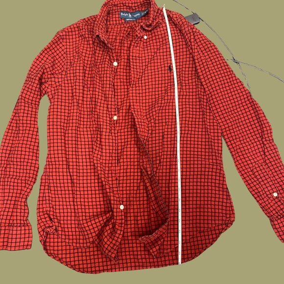Ralph Lauren Red & Black Plaid Button-Up Shirt | Men’s Size M (Custom Fit) - Picture 4 of 6